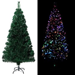 vidaXL Künstlicher Weihnachtsbaum mit Ständer Grün 150 cm Fiberoptik