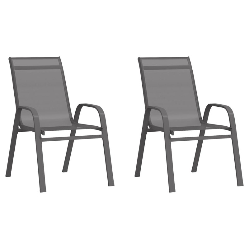 vidaXL Stapelbare Gartenstühle 2 Stk. Grau Textilene vidaXL Stapelbare Gartenstühle 2 Stk. Grau Textilene
