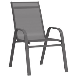 vidaXL Stapelbare Gartenstühle 2 Stk. Grau Textilene