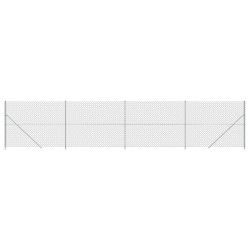 Maschendrahtzaun mit Bodenflansch Silbern 1,8x10 m