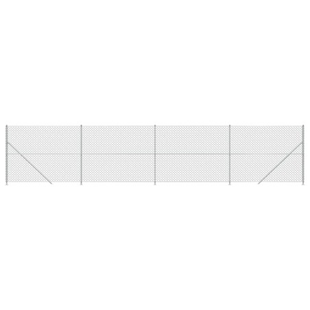 Maschendrahtzaun mit Bodenflansch Silbern 1,8x10 m