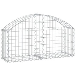 vidaXL Gabione mit Hochbogen 100x30x40/60 cm Verzinktes Eisen