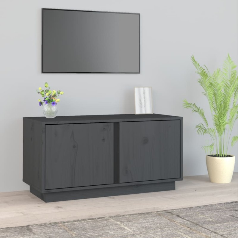 vidaXL TV-Schrank Grau 80x35x40,5 cm Massivholz Kiefer vidaXL TV-Schrank Grau 80x35x40,5 cm Massivholz Kiefer