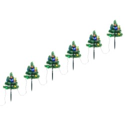 vidaXL Wegbeleuchtung Weihnachtsbäume 6 Stk. Mehrfarbig LEDs 45 cm PVC