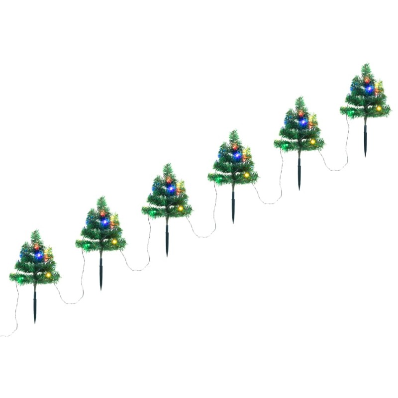 vidaXL Wegbeleuchtung Weihnachtsbäume 6 Stk. Mehrfarbig LEDs 45 cm PVC vidaXL Wegbeleuchtung Weihnachtsbäume 6 Stk. Mehrfarbig LEDs 45 cm PVC