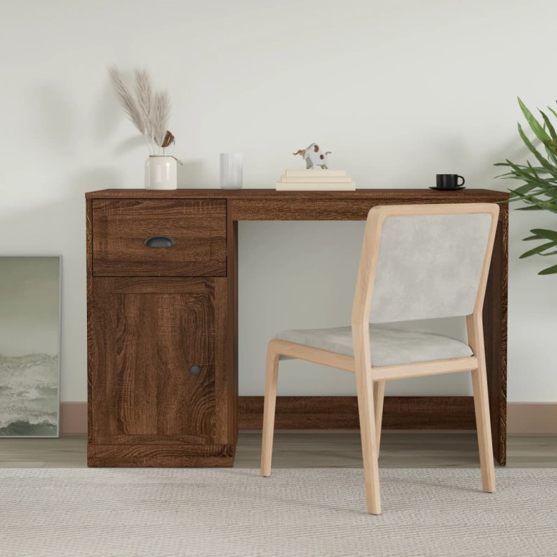 vidaXL Schreibtisch mit Schublade Braun Eichen-Optik 115x50x75 cm vidaXL Schreibtisch mit Schublade Braun Eichen-Optik 115x50x75 cm