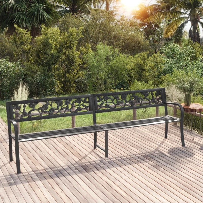 vidaXL Doppel-Gartenbank 246 cm Schwarz Stahl vidaXL Doppel-Gartenbank 246 cm Schwarz Stahl