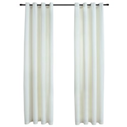 vidaXL Verdunkelungsvorhänge mit Ösen 2 Stk. Samt Creme 140x225 cm