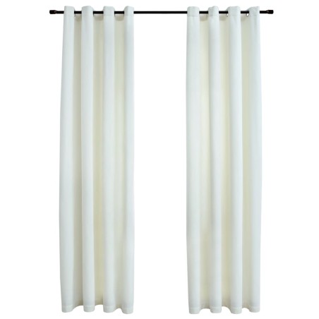 vidaXL Verdunkelungsvorhänge mit Ösen 2 Stk. Samt Creme 140x225 cm