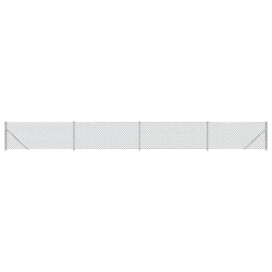 Maschendrahtzaun mit Bodenflansch Silbern 1x10 m