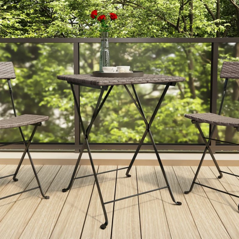 vidaXL Bistrotisch Klappbar Grau 55x54x71 cm Poly Rattan vidaXL Bistrotisch Klappbar Grau 55x54x71 cm Poly Rattan