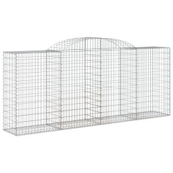 vidaXL Gabione mit Hochbogen 300x50x120/140 cm Verzinktes Eisen