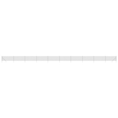 Maschendrahtzaun mit Bodenhülsen Silbern 1,1x25 m