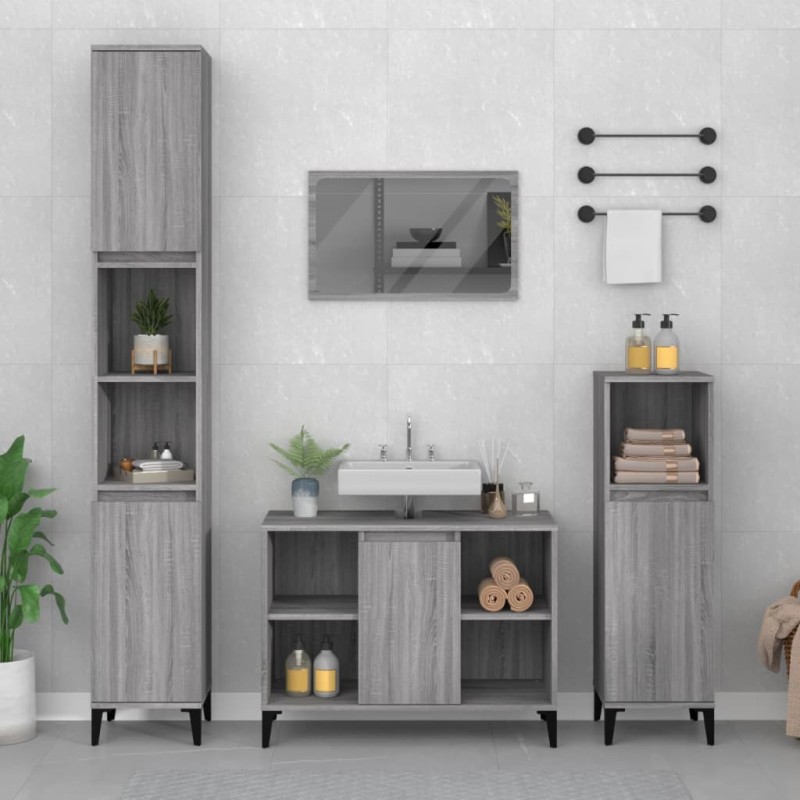 vidaXL Waschbeckenunterschrank Grau Sonoma 80x33x60 cm Holzwerkstoff vidaXL Waschbeckenunterschrank Grau Sonoma 80x33x60 cm Holzwerkstoff