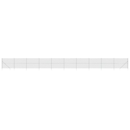 Maschendrahtzaun mit Bodenhülsen Silbern 2x25 m