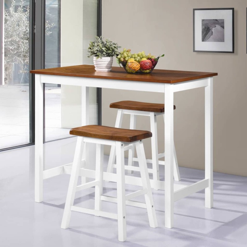 vidaXL Bartisch- und Hocker-Set 3-tlg. Massivholz vidaXL Bartisch- und Hocker-Set 3-tlg. Massivholz