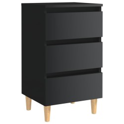 vidaXL Nachttisch mit Massivholz-Beinen Hochglanz-Schwarz 40x35x69 cm