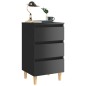 vidaXL Nachttisch mit Massivholz-Beinen Hochglanz-Schwarz 40x35x69 cm vidaXL Nachttisch mit Massivholz-Beinen Hochglanz-Schwarz 40x35x69 cm