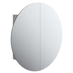 vidaXL Badezimmerschrank mit Rundem Spiegel & LED Grau 54x54x17,5 cm