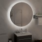 vidaXL Badezimmerschrank mit Rundem Spiegel & LED Grau 54x54x17,5 cm vidaXL Badezimmerschrank mit Rundem Spiegel & LED Grau 54x54x17,5 cm