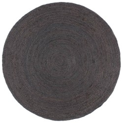 vidaXL Teppich Handgefertigt Jute Rund 180 cm Dunkelgrau