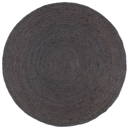 vidaXL Teppich Handgefertigt Jute Rund 180 cm Dunkelgrau