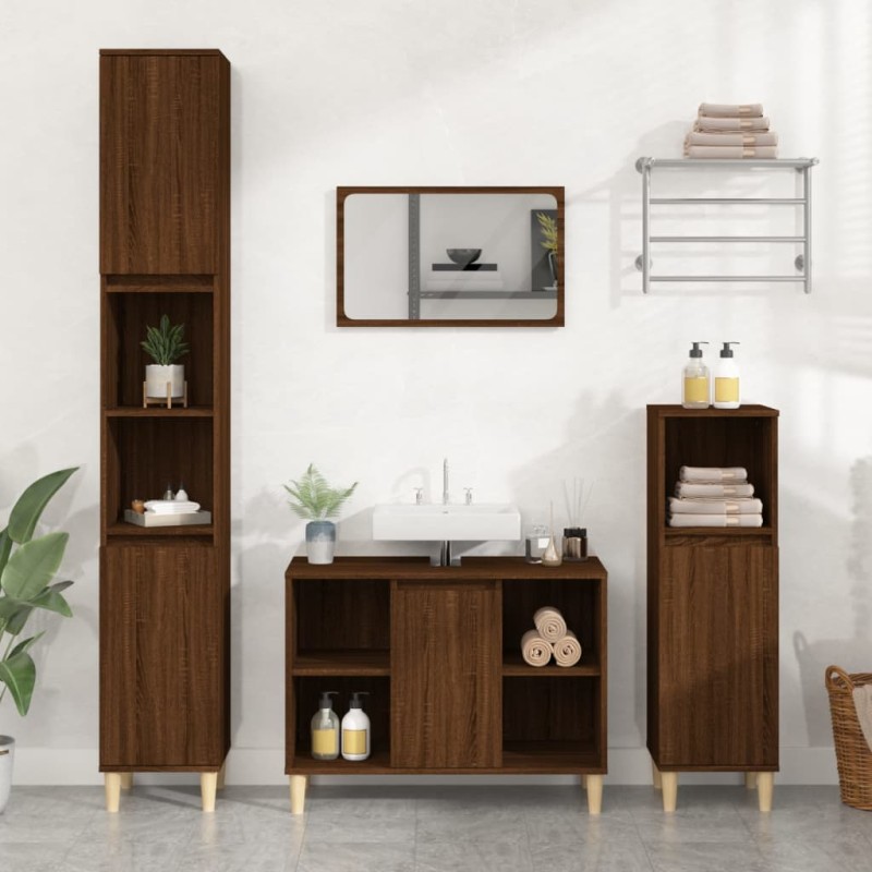 vidaXL Waschbeckenunterschrank Braun Eichen-Optik 80x33x60 cm vidaXL Waschbeckenunterschrank Braun Eichen-Optik 80x33x60 cm