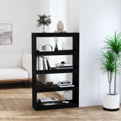 vidaXL Bücherregal Raumteiler Schwarz 80x30x135,5 cm Massivholz Kiefer