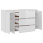 vidaXL Sideboard 3 Schubladen Hochglanz-Weiß 120x41x75cm Holzwerkstoff vidaXL Sideboard 3 Schubladen Hochglanz-Weiß 120x41x75cm Holzwerkstoff