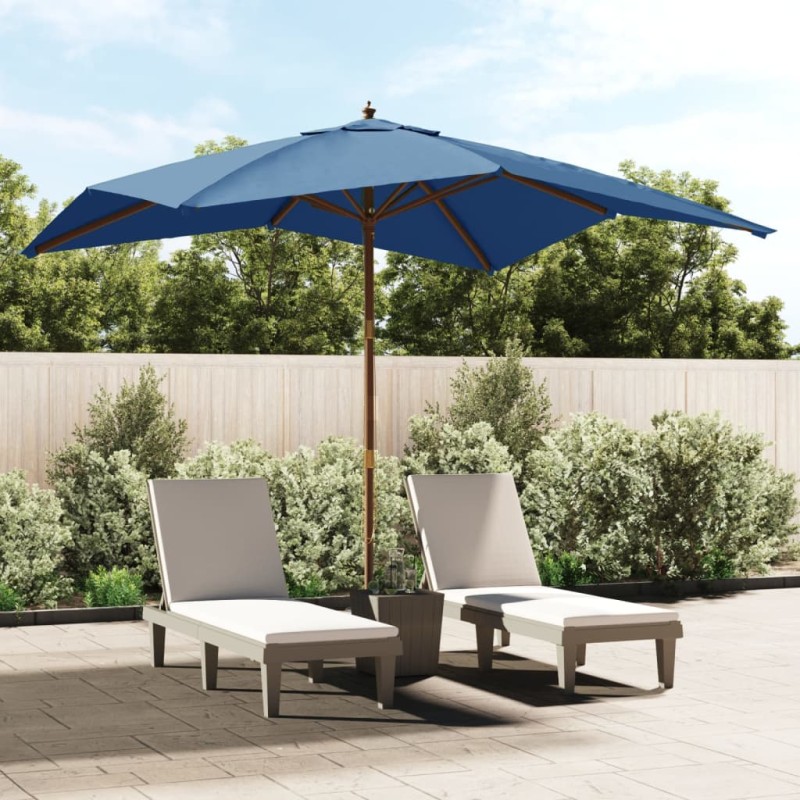 vidaXL Sonnenschirm mit Holzmast Azurblau 300x300x273 cm vidaXL Sonnenschirm mit Holzmast Azurblau 300x300x273 cm