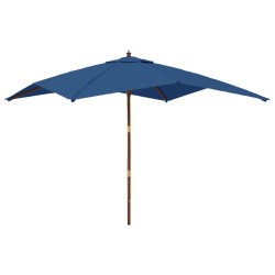 vidaXL Sonnenschirm mit Holzmast Azurblau 300x300x273 cm