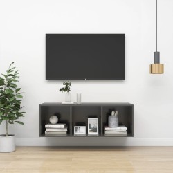 vidaXL TV-Wandschrank Hochglanz-Grau 37x37x107 cm Holzwerkstoff