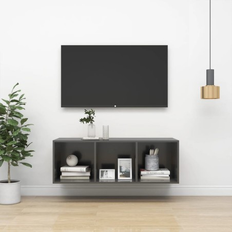 vidaXL TV-Wandschrank Hochglanz-Grau 37x37x107 cm Holzwerkstoff