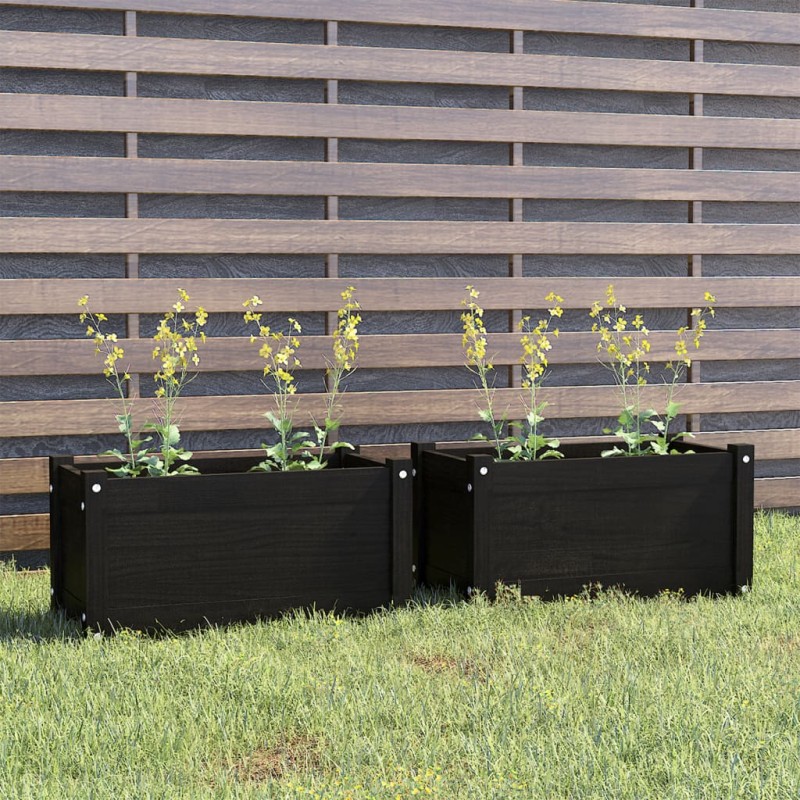 vidaXL Pflanzkübel 2 Stk. Schwarz 60x31x31 cm Massivholz Kiefer vidaXL Pflanzkübel 2 Stk. Schwarz 60x31x31 cm Massivholz Kiefer