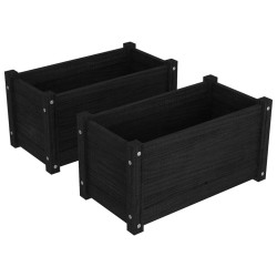 vidaXL Pflanzkübel 2 Stk. Schwarz 60x31x31 cm Massivholz Kiefer