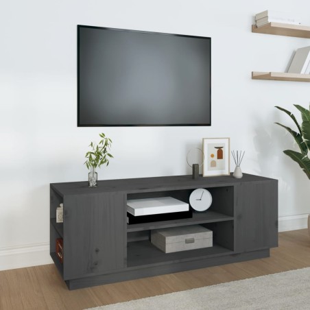 vidaXL TV-Schrank Grau 110x35x40,5 cm Massivholz Kiefer