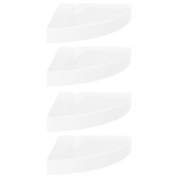 vidaXL Eck-Schweberegale 4 Stk. Hochglanz-Weiß 25x25x3,8 cm MDF