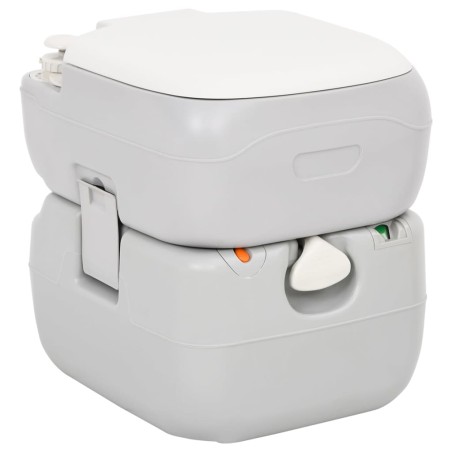vidaXL Camping-Toilette Tragbar Grau und Weiß 22+12 L HDPE