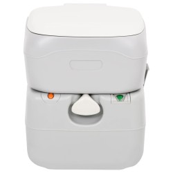 vidaXL Camping-Toilette Tragbar Grau und Weiß 22+12 L HDPE