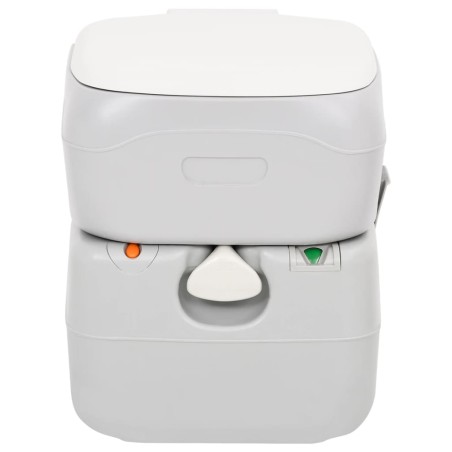 vidaXL Camping-Toilette Tragbar Grau und Weiß 22+12 L HDPE
