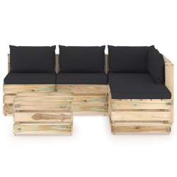 vidaXL 6-tlg. Garten-Lounge-Set mit Kissen Grün Imprägniertes Holz
