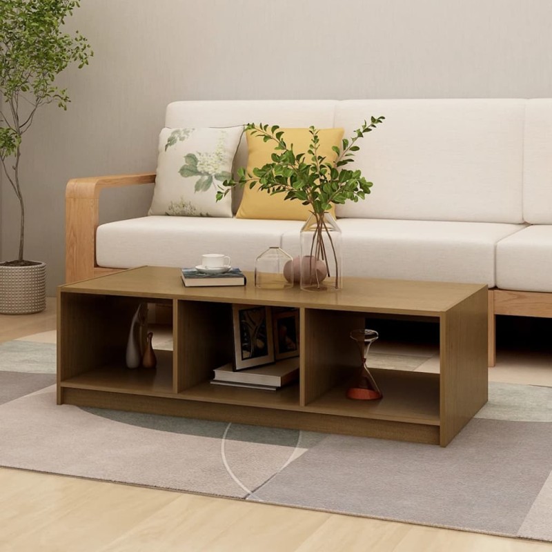 vidaXL Couchtisch Honigbraun 110x50x34 cm Massivholz Kiefer vidaXL Couchtisch Honigbraun 110x50x34 cm Massivholz Kiefer