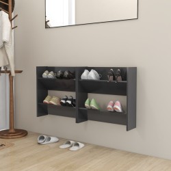 vidaXL Wand-Schuhschränke 2 Stk. Grau 60x18x60 cm Holzwerkstoff