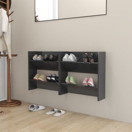 vidaXL Wand-Schuhschränke 2 Stk. Grau 60x18x60 cm Holzwerkstoff