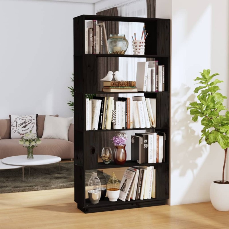 vidaXL Bücherregal/Raumteiler Schwarz 80x25x163,5 cm Massivholz Kiefer vidaXL Bücherregal/Raumteiler Schwarz 80x25x163,5 cm Massivholz Kiefer