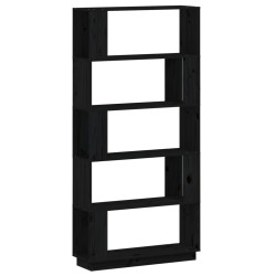 vidaXL Bücherregal/Raumteiler Schwarz 80x25x163,5 cm Massivholz Kiefer