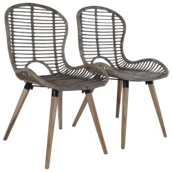 vidaXL Esszimmerstühle 2 Stk. Braun Natürliches Rattan 