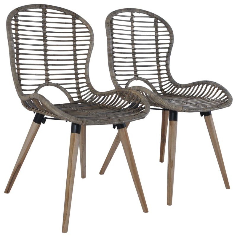 vidaXL Esszimmerstühle 2 Stk. Braun Natürliches Rattan vidaXL Esszimmerstühle 2 Stk. Braun Natürliches Rattan