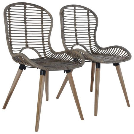 vidaXL Esszimmerstühle 2 Stk. Braun Natürliches Rattan 