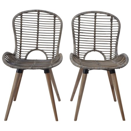 vidaXL Esszimmerstühle 2 Stk. Braun Natürliches Rattan 